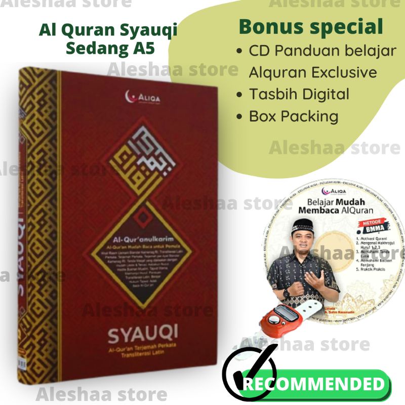 Alquran Syauqi Aliqa sedang A5 - AlQuran terjemahan perkata- Qur'an terjemah tajwid mudah