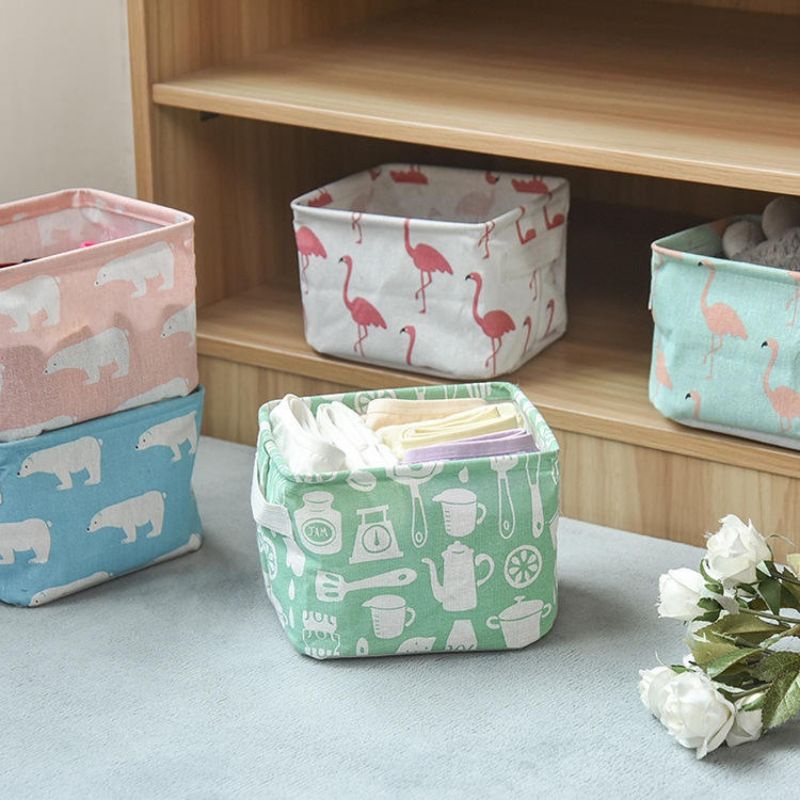 Storage mini canvas organizer tempat penyimpanan aksesoris make up kosmetik