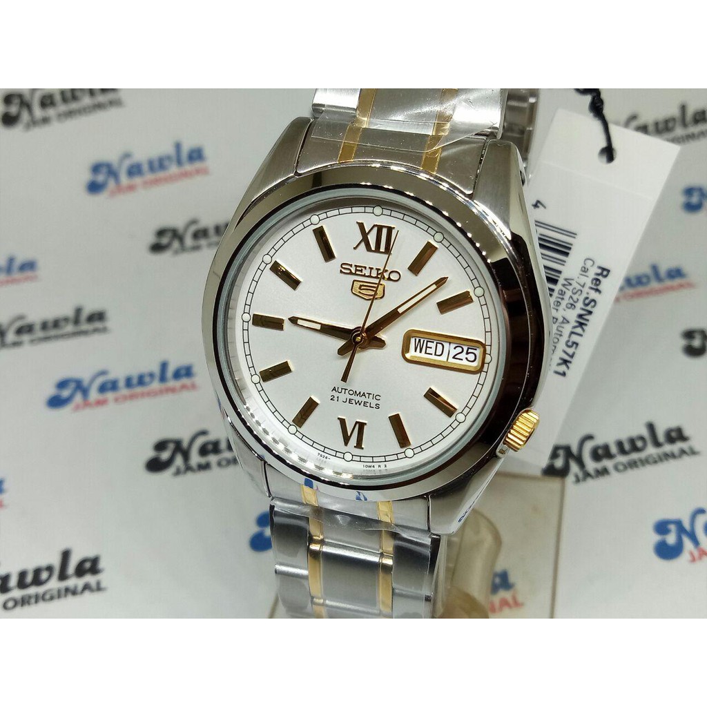 Seiko 5 SNKL57K1 Automatic White Dial - Jam Tangan Pria SNKL57