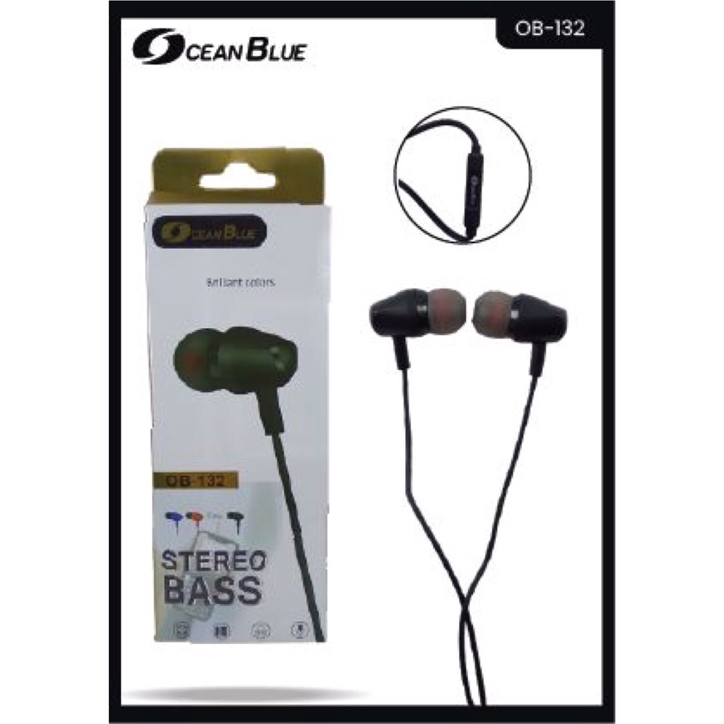 Headset Earphone Ocean blue OB-132 3.5mm Handsfree Super Bass Aksesoris Handphone HP OCEANMART OCEAN MART Murah Grosir