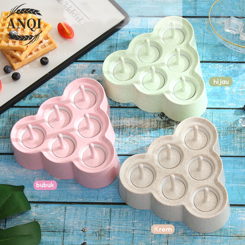 Cetakan Eskrim 6 Slot Es Loli DIY Beserta Lucu Es Batu Bulat Bola Ice Ball Maker Silicone