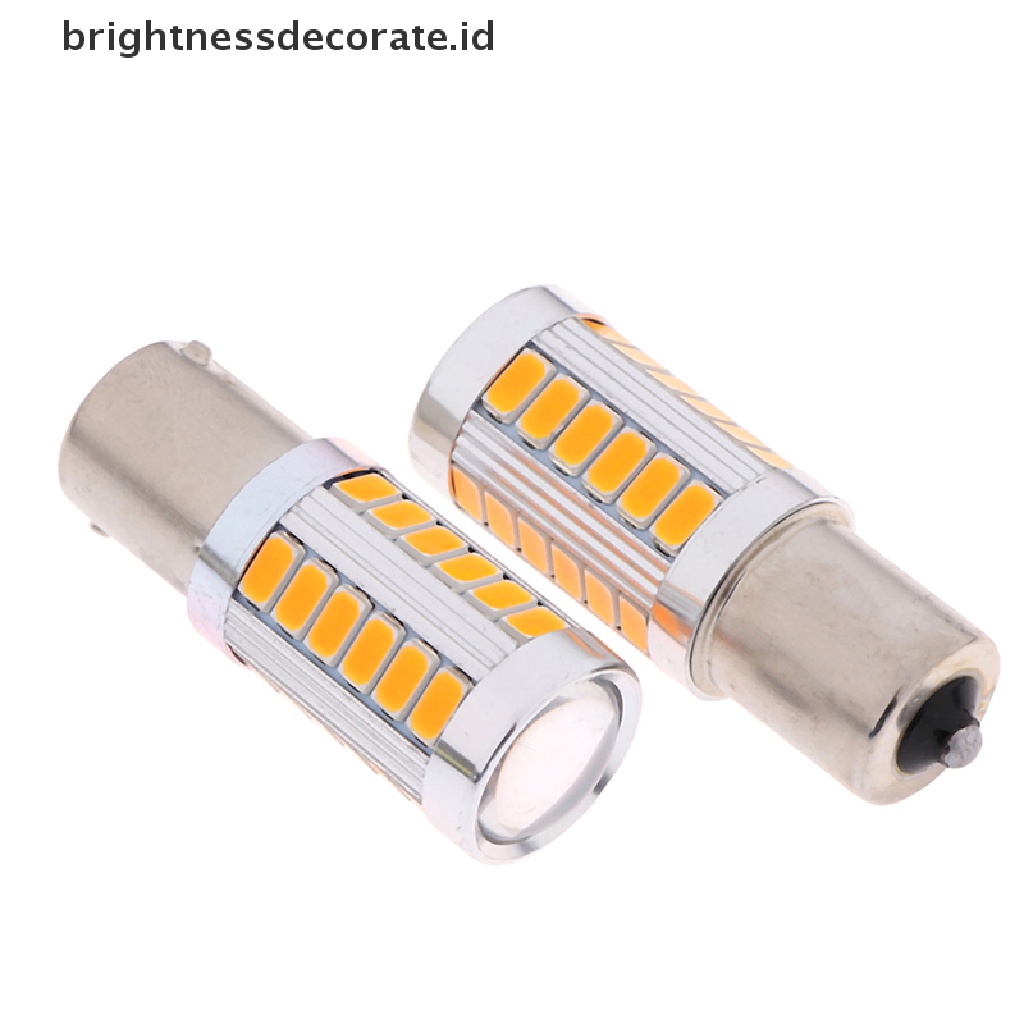 2pcs Lampu Led 1156 Ba15S P21W 33 Smd Super Terang Warna Kuning