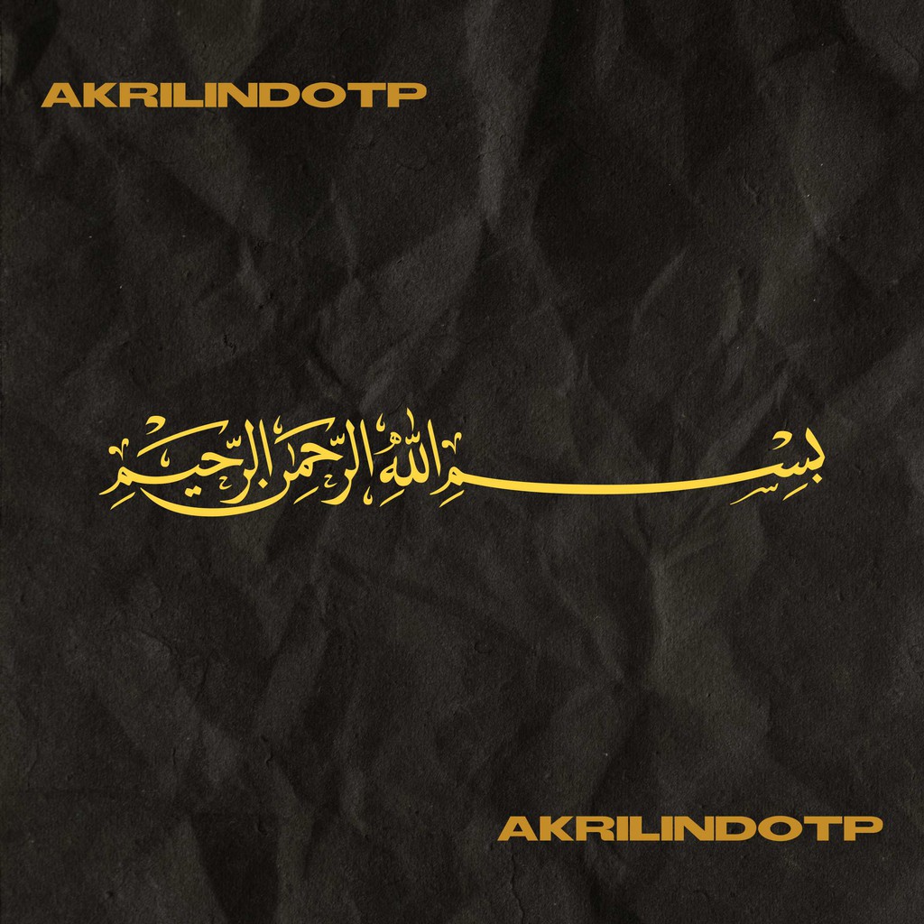 Ornament Dekorasi Text Bismillah Mahar Acrylic Emas Cermin