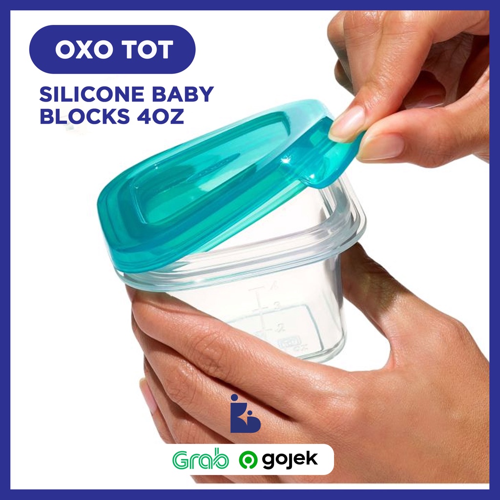 OXO Tot Silicone Baby Blocks 4oz | Wadah Penyimpanan