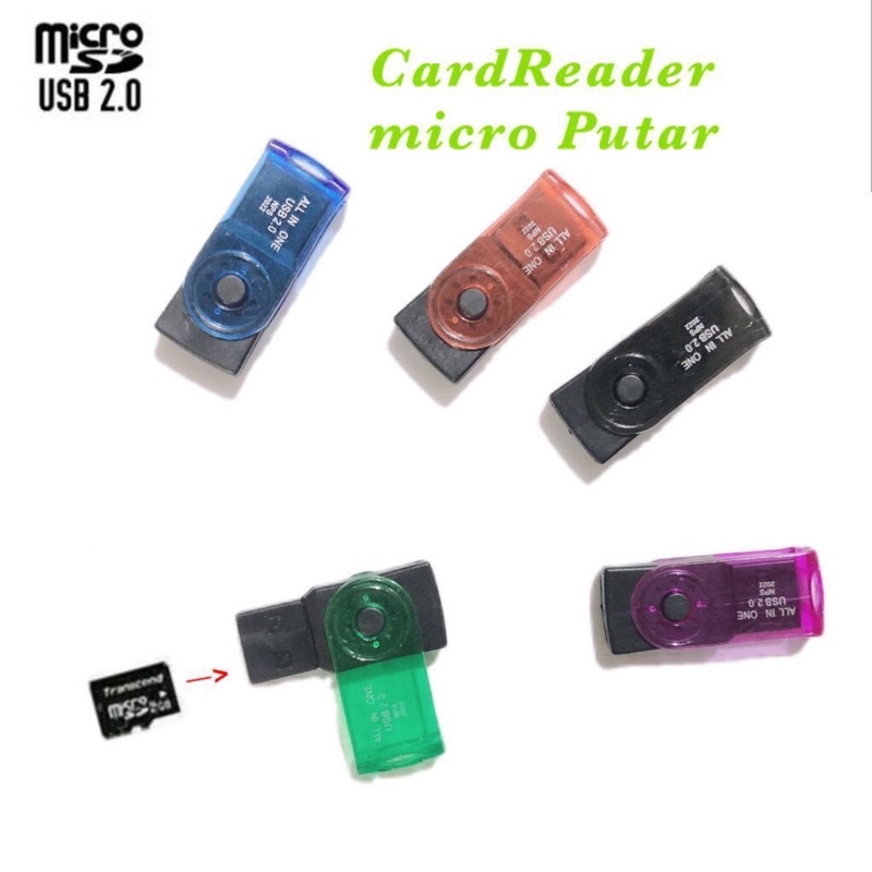 Card Reader 1 Slot Micro SD Mini Putar USB Flash Single Slot Termurah