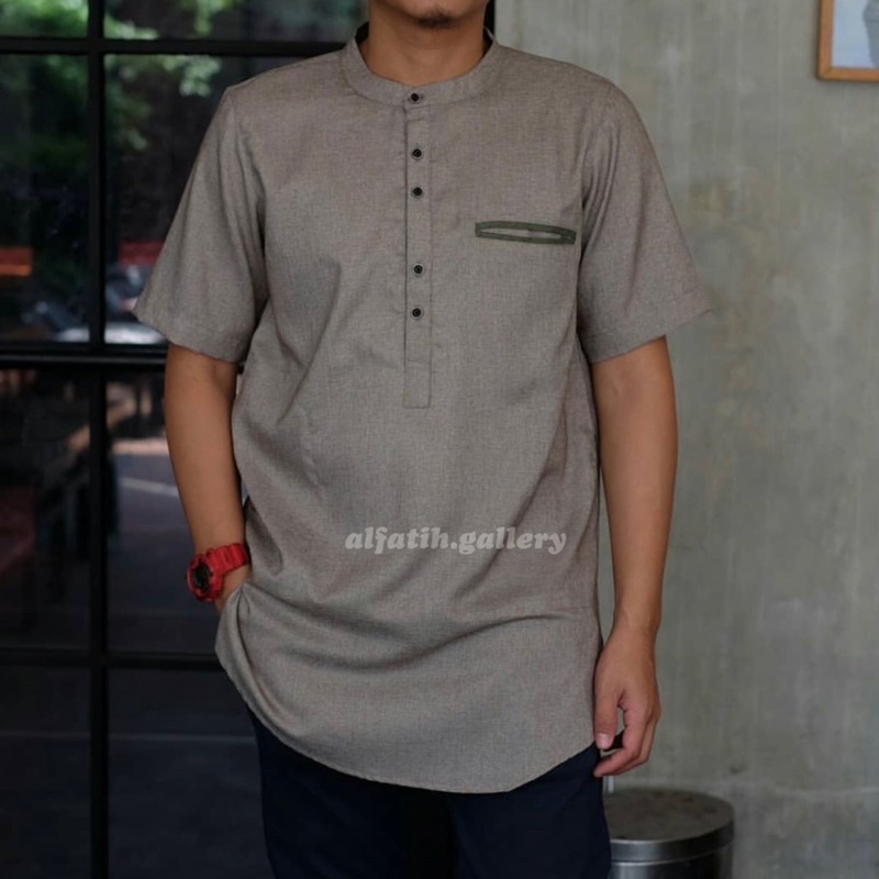 Baju koko lengan pendek bahan katun madinah fodu import