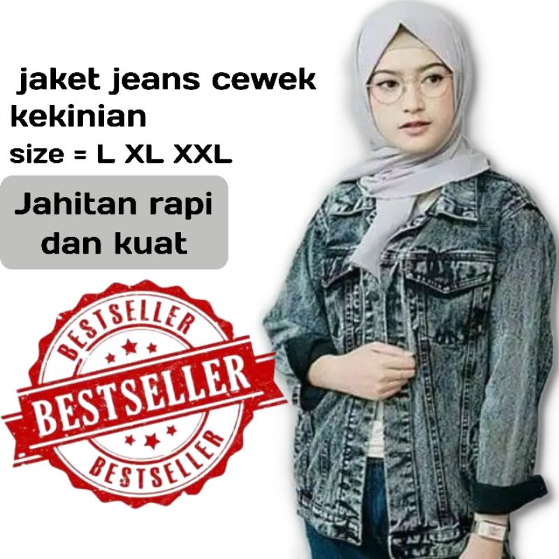 JAKET JEANS CEWEK KEKINIAN SNOW BLACK DENIM CROP LEPIS JINS JAKET