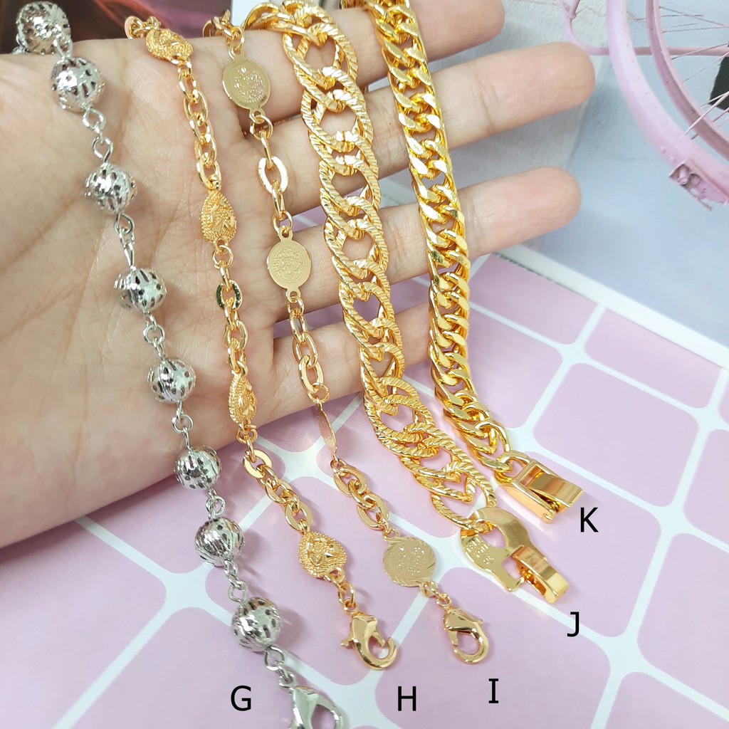 Gelang Rantai Fashion Cewek Perhiasan Warna Putih Emas Gelang Rantai Fashion Cewek Perhiasan Warna Putih Emas