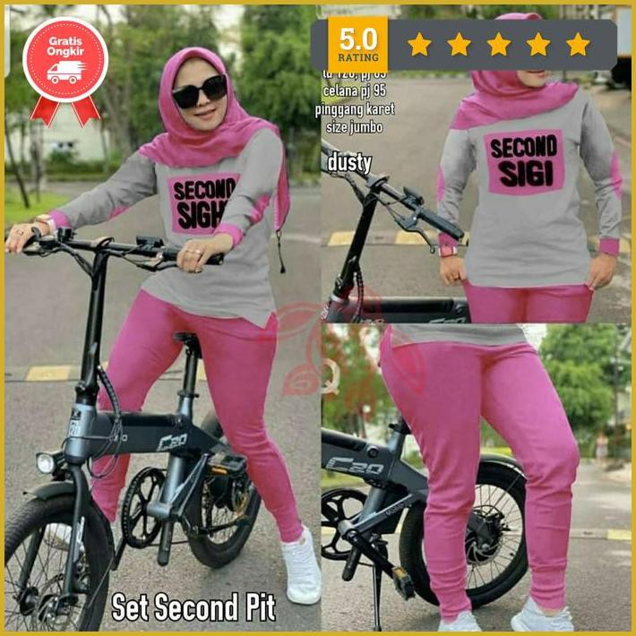Setelan Olahraga Wanita Muslimah Baju Setelan Wanita Gowes Jumbo - Army Paling Murah