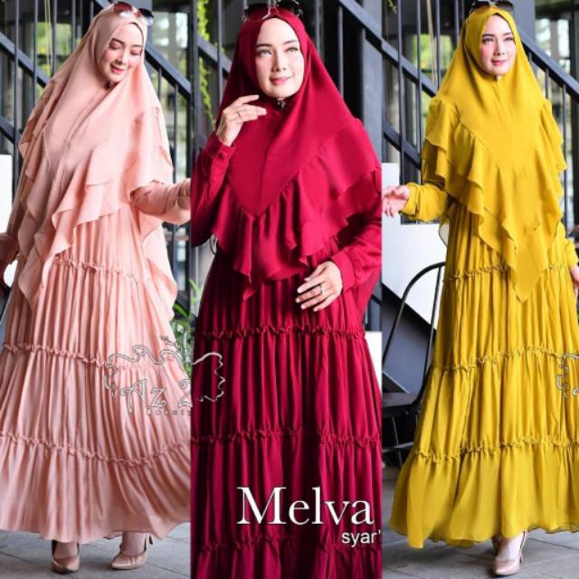 Gamis melva syari plitska plisket prisket shafa shefitra duvency kamela humaira Alin zahra