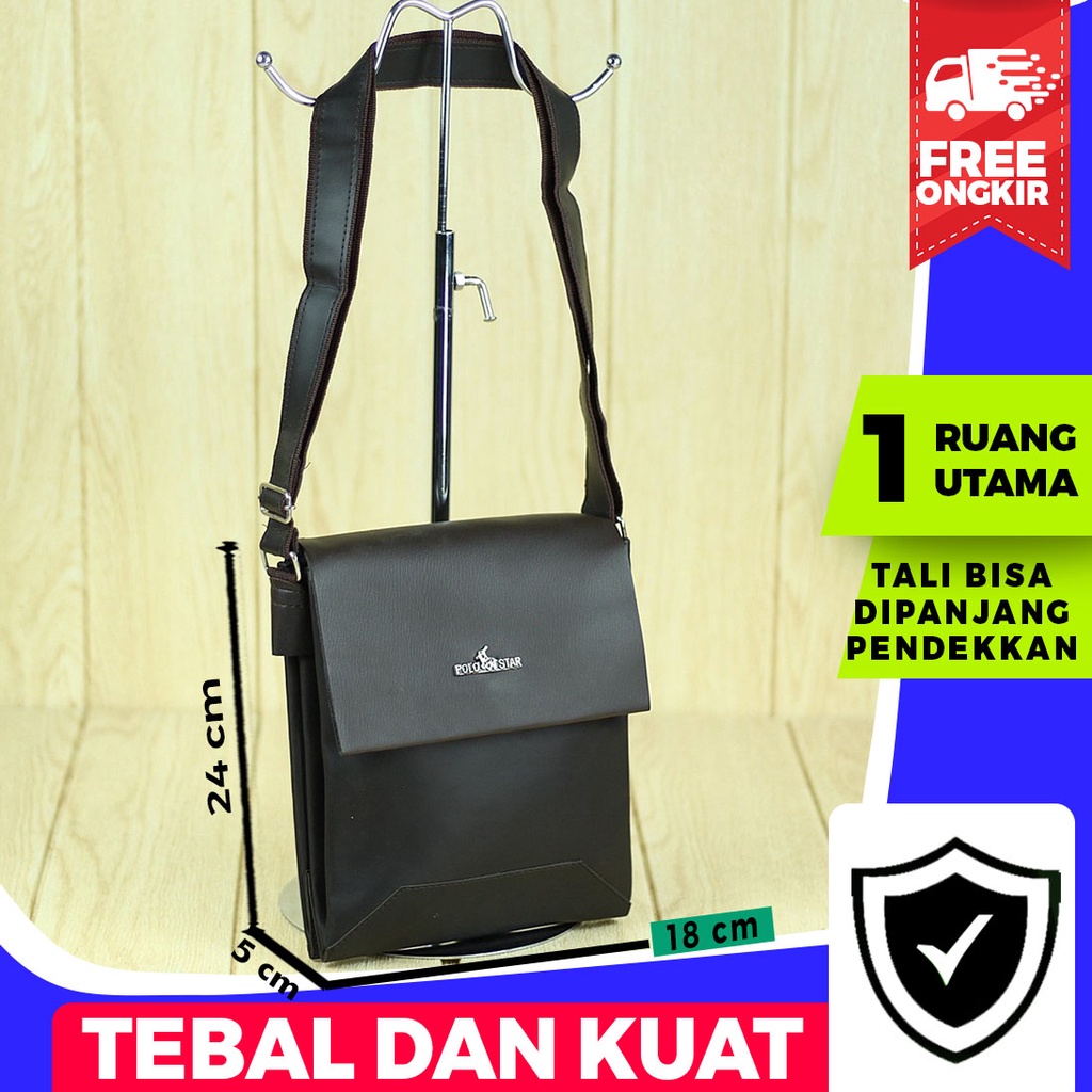 Tas Selempang Star Lipat Coklat Tas Pria Classic Keren Kulit Berkualitas