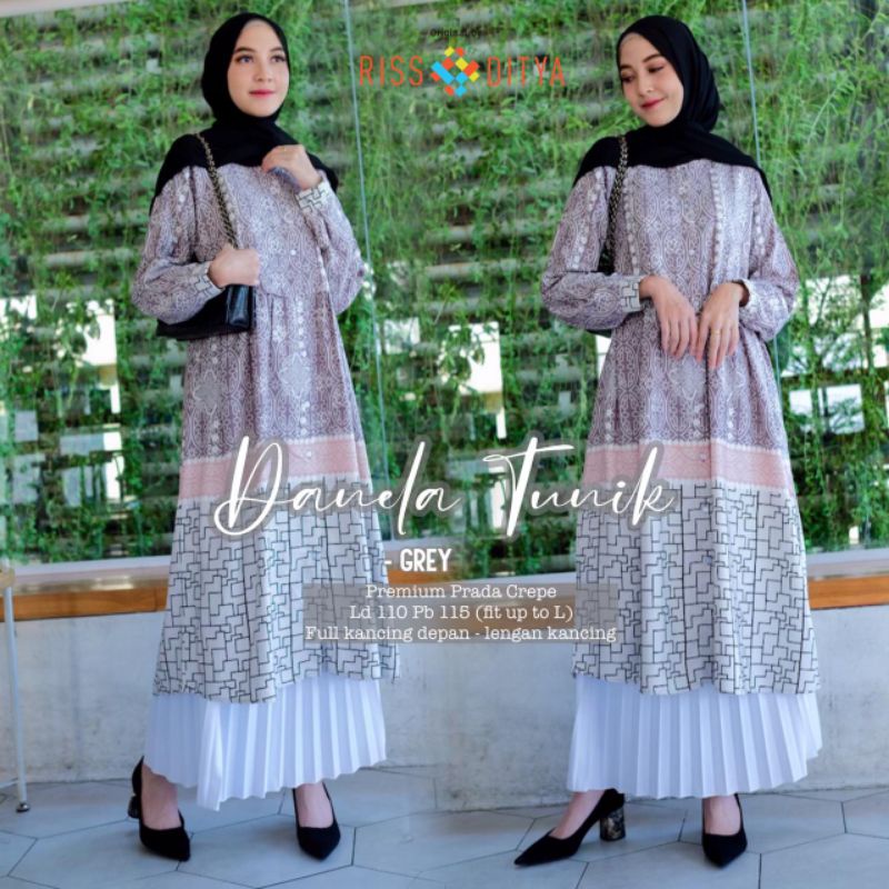 Danela Tunik Rissaditya termurah bahan prada crepe Longtunik Ld 110
