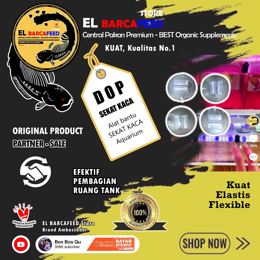 DOP SEKAT KACA AQUARIUM - sekat penyekat kaca aquarium aquascape -  EL BARCAFEED PARTNERSALE