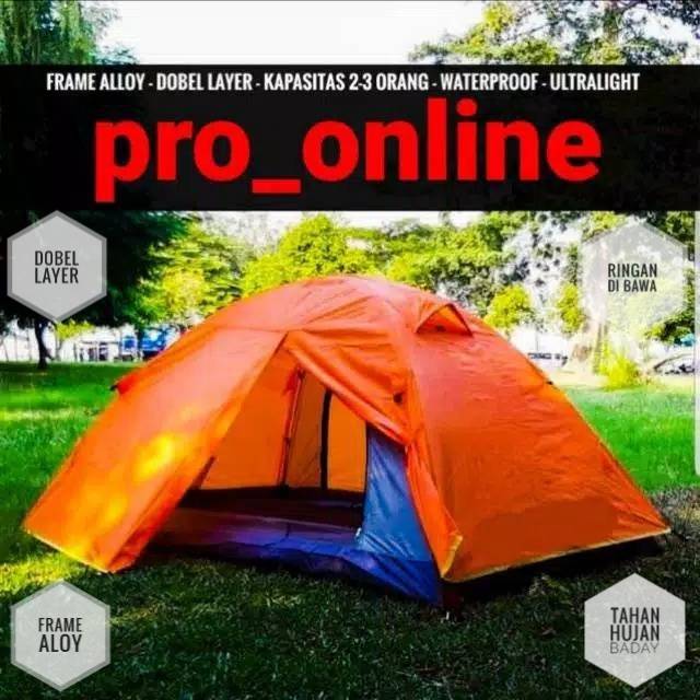 Tenda Camping Dobel Layer Fame Aloy Kapasitas 2-3 orang Merek Compass Waterproof Cemping Outdoor