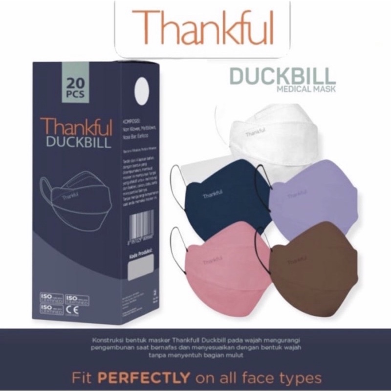 Termurah!! Thankful Duckbill Medical Mask Earloop Buy 1 Get 1 Free Box 20