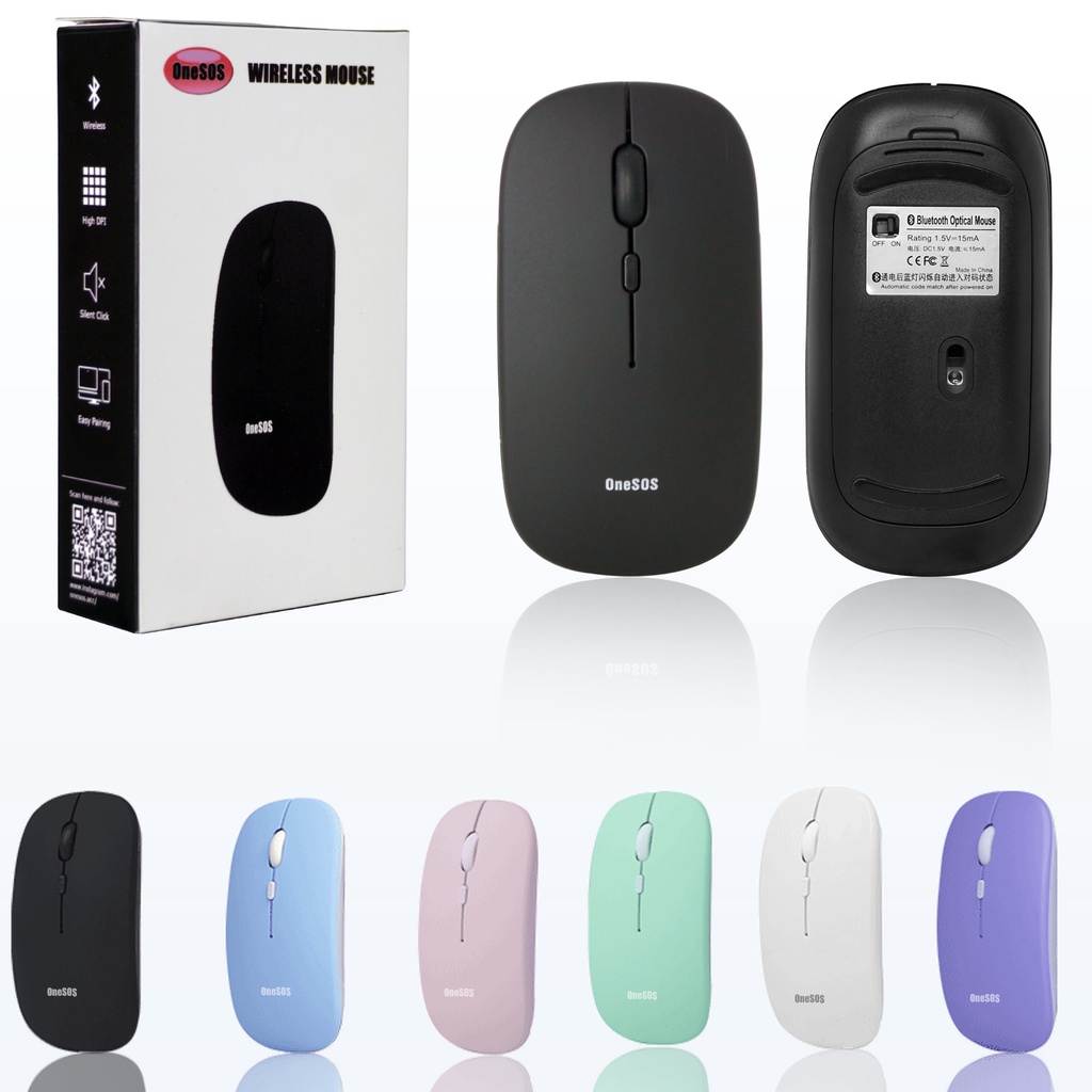Mouse Wireless Bluetooth Gaming Tanpa Kabel Silent Click Warna Macaron Dengan Desain Minimalis