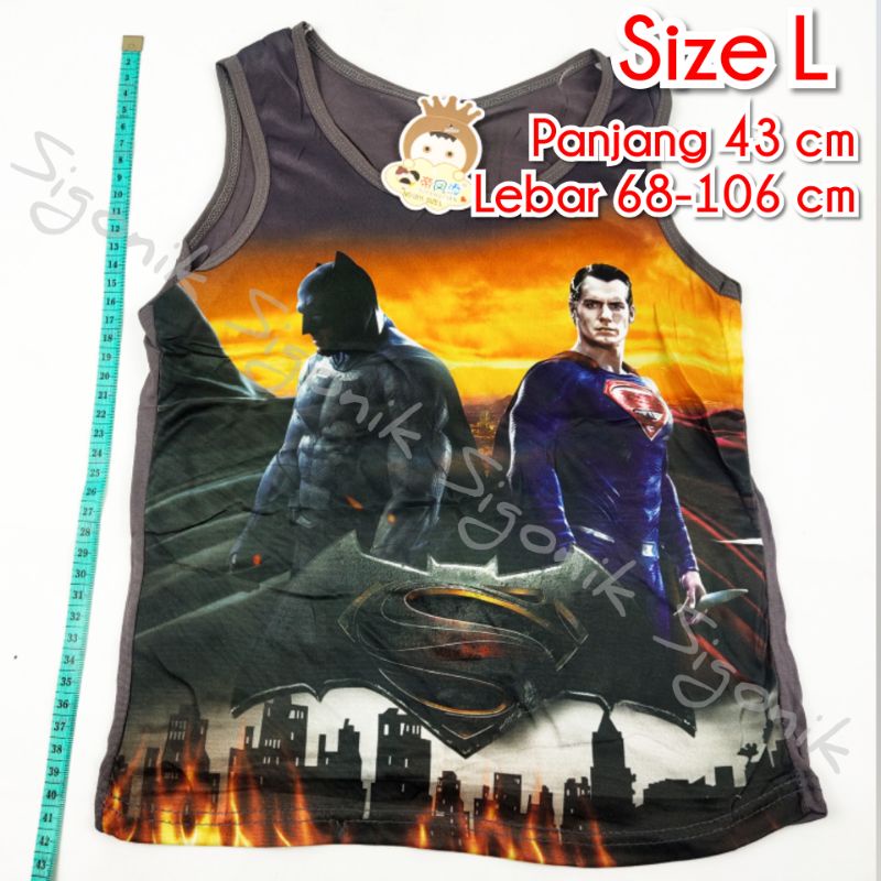 Singlet Motif Anak Cowok Laki M L XL Balita Paud TK SD Bocah Karakter Superhero Murah Sigonik