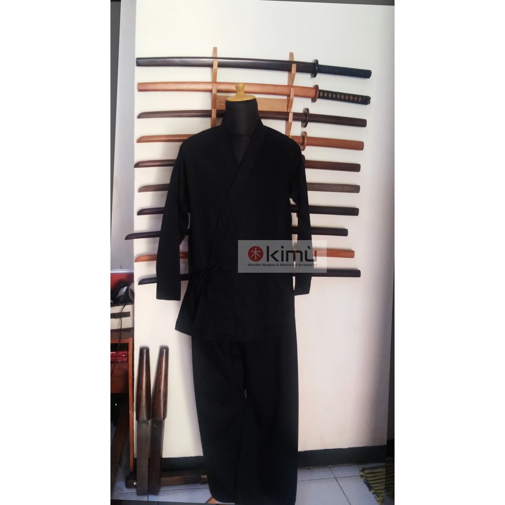 Gi Aikido warna hitam ukuran L