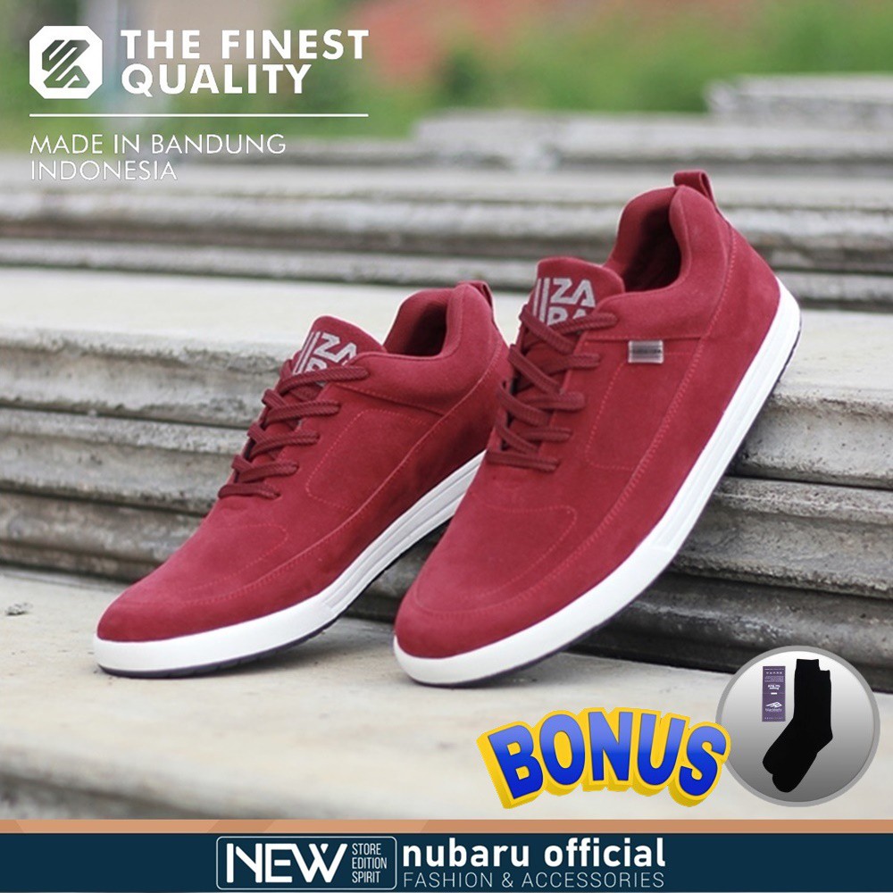 Sepatu Sneaker Pria Original - Sepatu Kasual Sneakers Pria Ori - Merah Maroon