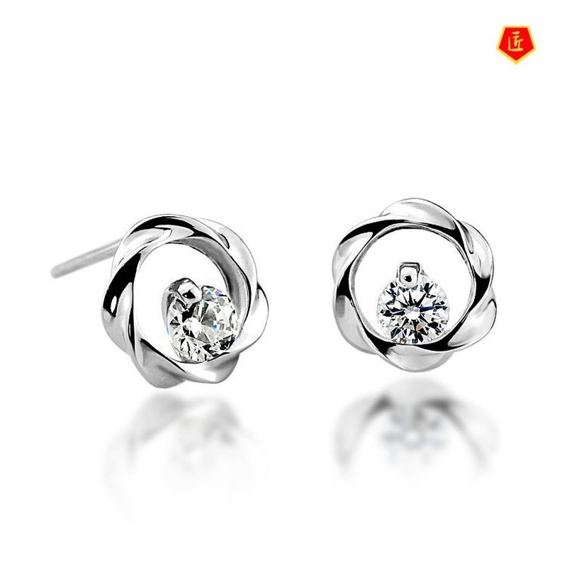 [Ready Stock]Silver Creative Personalized Diamond Stud Earrings