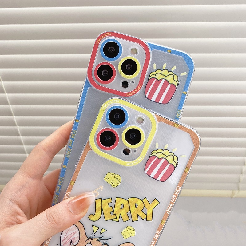 Soft case Transparan Motif Kartun Kucing Dan Tikus Untuk iPhone 11 12 13 Pro MAX X XR XS MAX 7 8 Plus