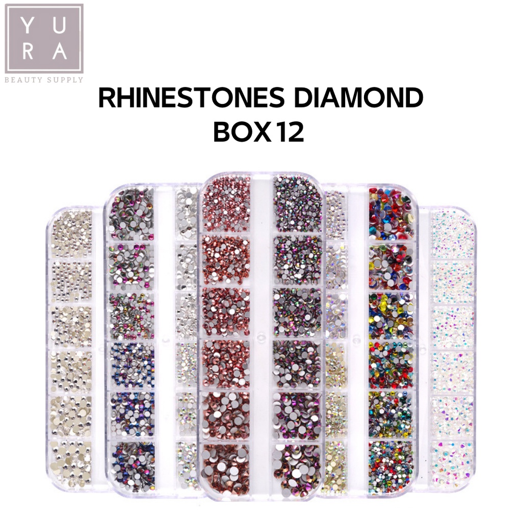 HIASAN KUKU NAIL ART Manik-manik Swarovski DECORATION DIY RHINESTONES DIAMOND BOX ISI 12