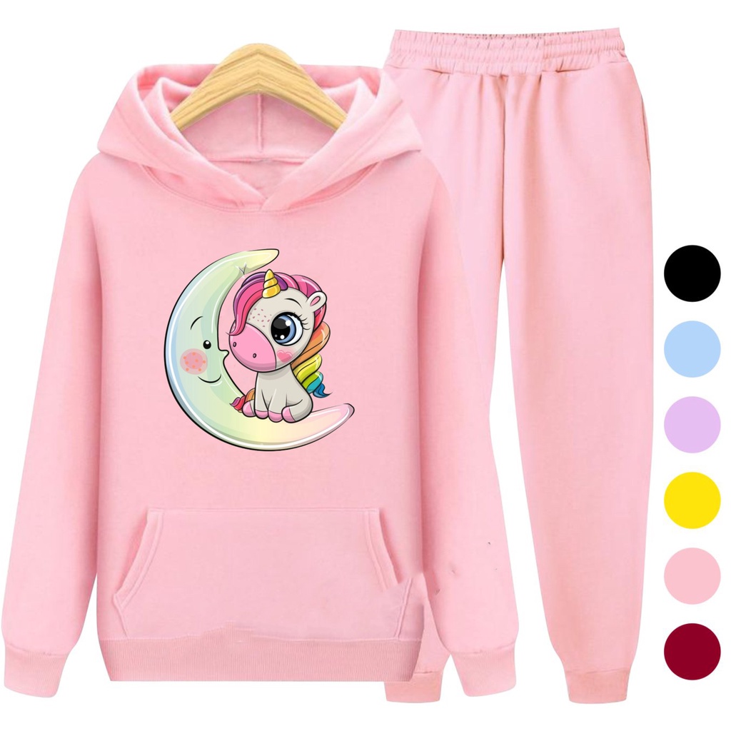 Setelan Anak Sweater Hoodie Anak Perempuan MOON Baju Jaket Anak Cewek