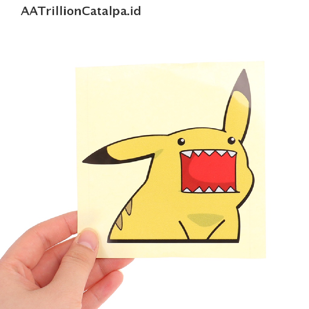 Aatrillioncatalpa 2Pcs / set Stiker Motif Kartun Pikachu Lucu Tahan Air Untuk Dekorasi Jendela Mobil