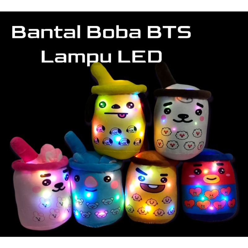 Bantal boba karakter BT21 lampu LED