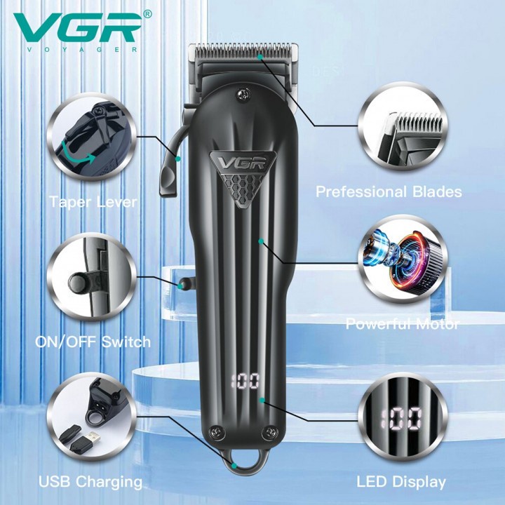 133 Cukuran Rambut VGR V-282 - Hair Clipper Stainless Steel Rechargeable Cordless