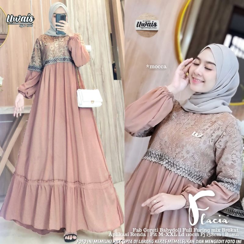 OFFICIAL STORE - FLACIA SET BY UWAIS HIJAB - GAMIS UWAIS TERBARU - GAMIS MAXY LD 110 XXL