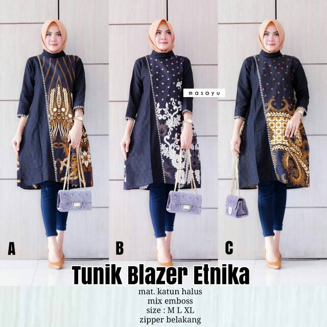 Tunik Blazer Ethnika Batik Seling Kombinasi
