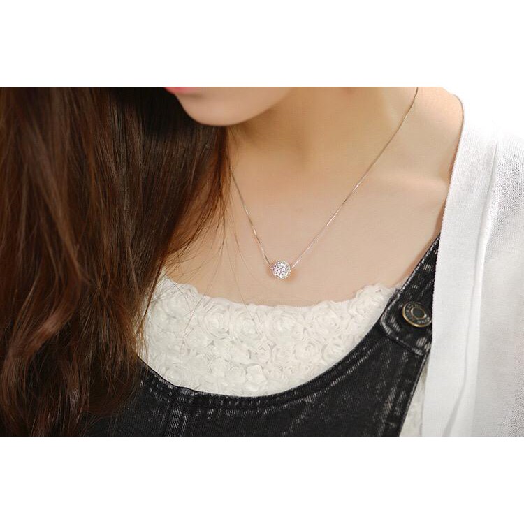 ☀ INDOLAND ☀ A011 Kalung Bulat Mutiara Necklace Fashion Korea Wanita Titanium Bola Diamond Crystal