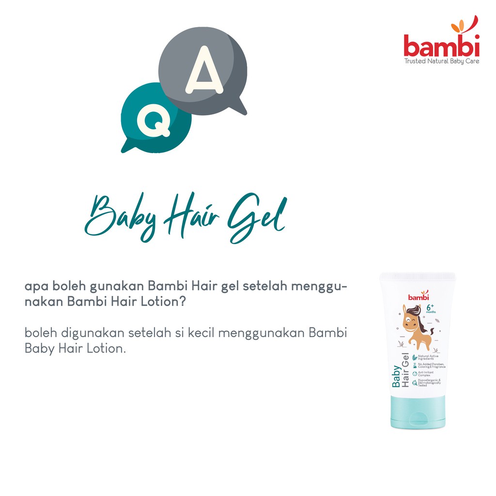 Bambi Baby Hair Gel 50ml | Styling / Gel Rambut Bayi dan Anak