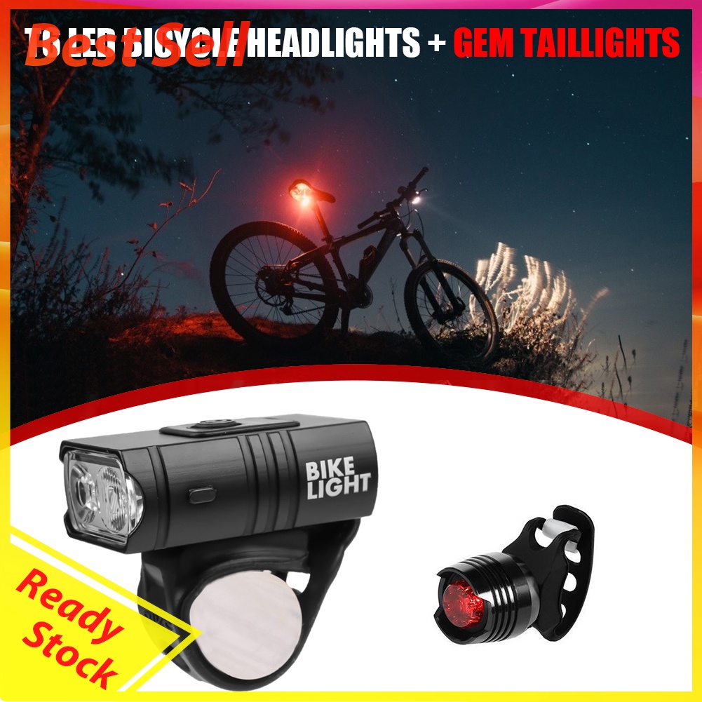 2xT6 Bicycle Light LED Cycling USB Rechargeable 800LM Front Taillight Set