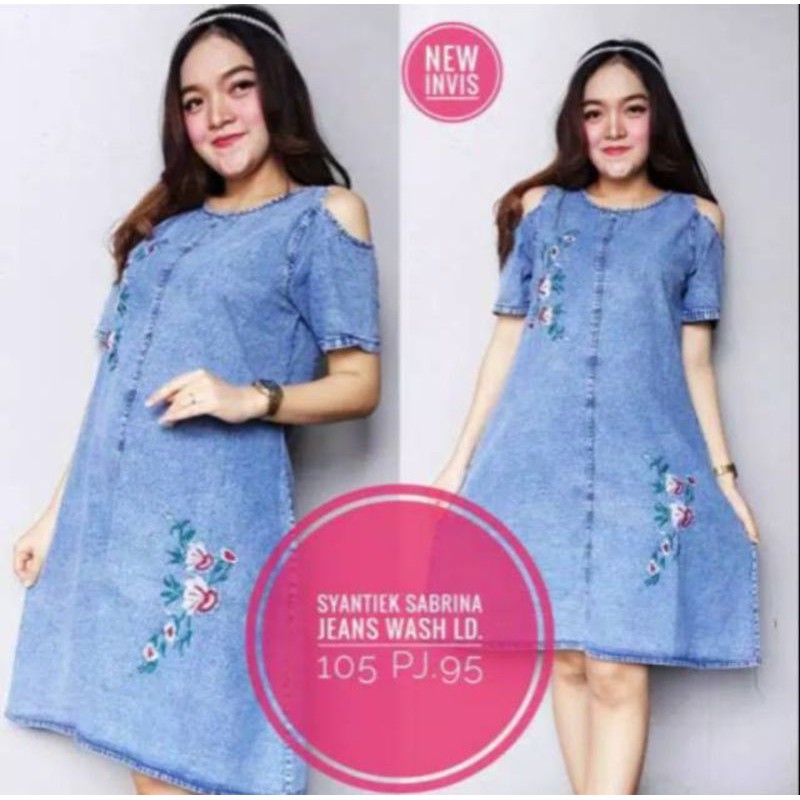 Dress Wanita Jeans Pendek // Dress lengan Bolong