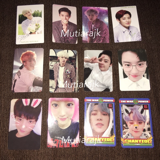 CHANYEOL OFFICIAL photocard (album, event, nature republic).     Doll fansite slogan keyring album