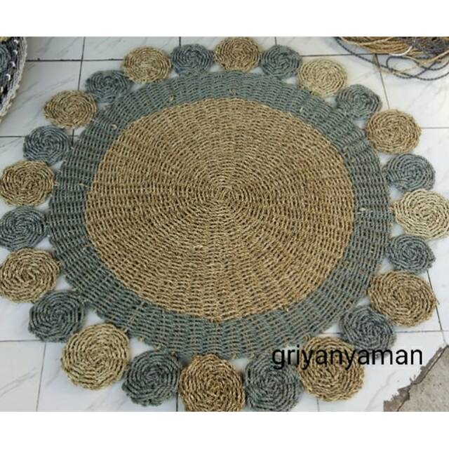 Rug Flowers Seagrass / Karpet Anyaman 120cm
