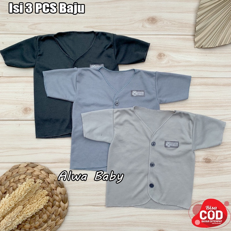 3 PCS Baju Bayi Baru Lahir Lengan Pendek Seri Abu Almeera Baby and Kids