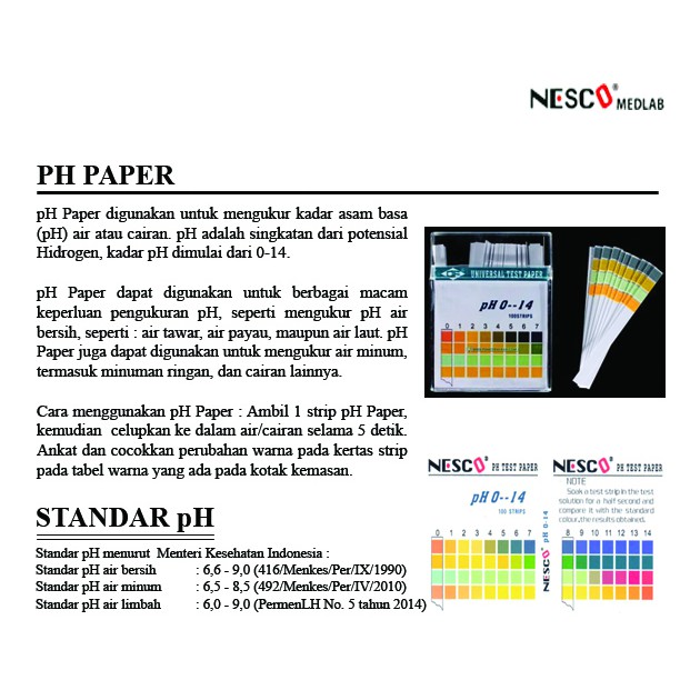 Nesco PH Paper / Kertas Pengukur PH, (100pcs/box), FM, Best Seller