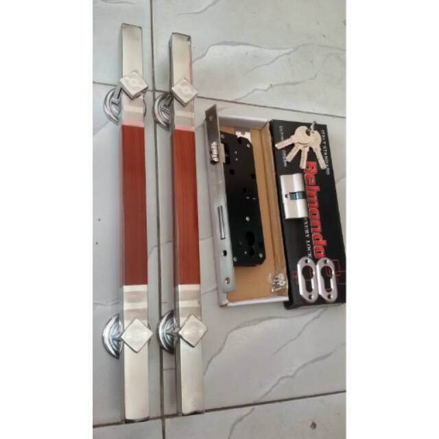 handle kotak stainless 45cm 1set+kunci