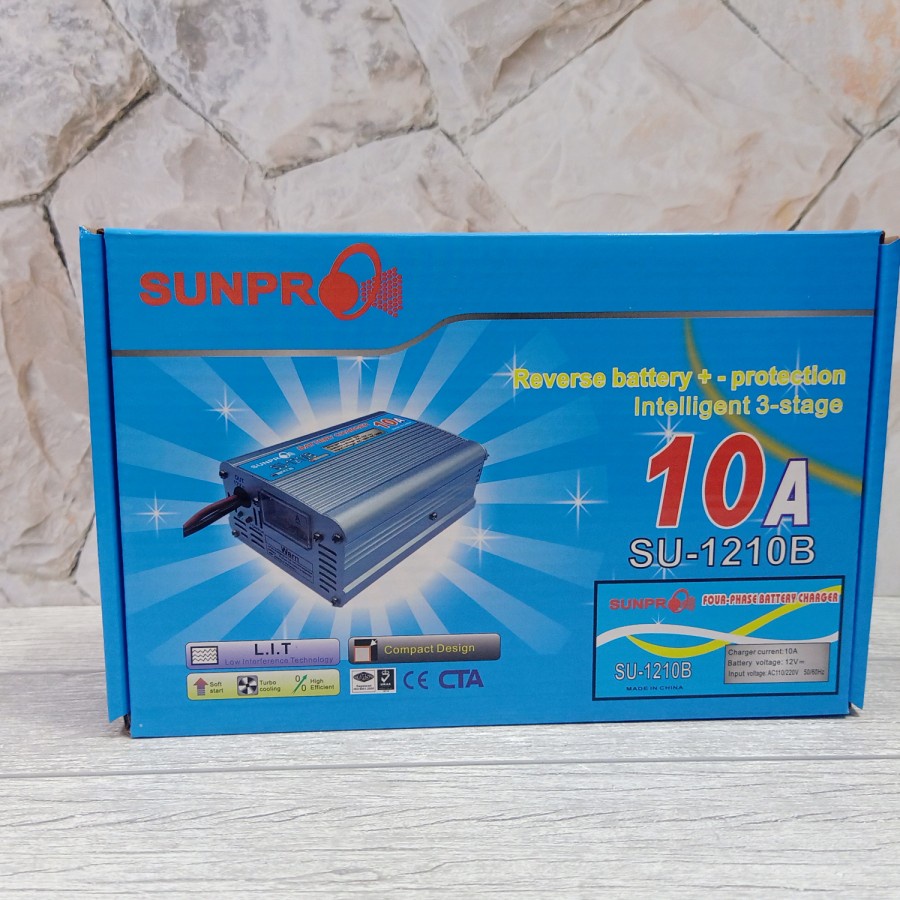 ALAT CAS AKI 12V 10 AMPERE SUNPRO CHARGER AKI 12V 10A PENGECAS AKI 10A OTOMATIS