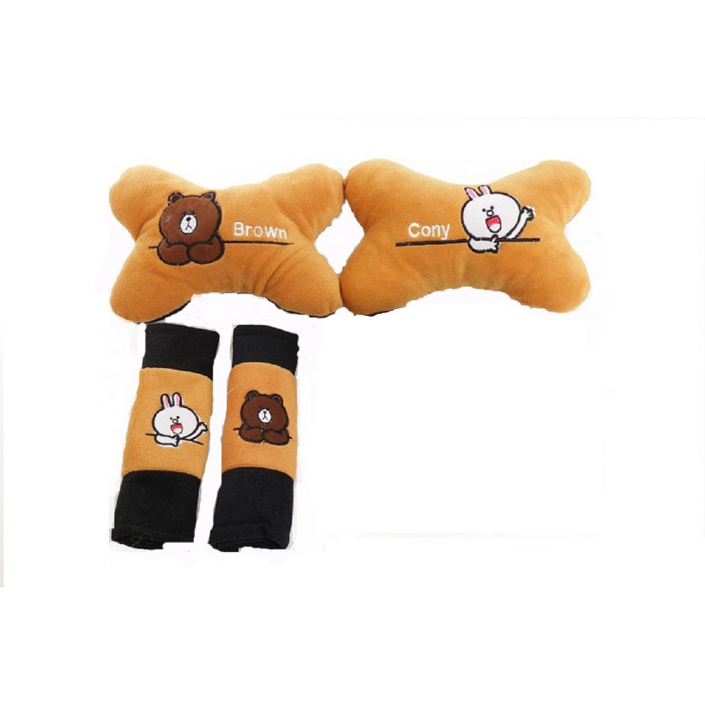 Car Set Bantal Mobil 2in1 LINE Brown Cony / Aksesoris Mobil Brown Cony