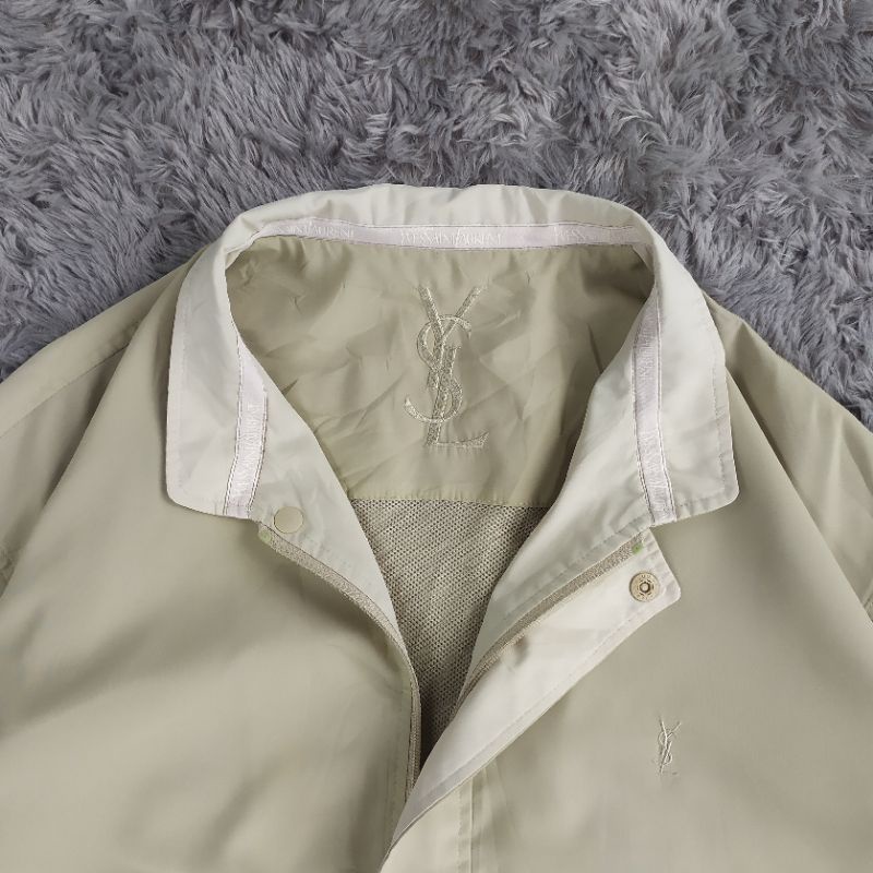Harrington Ysl | Yves Saint Laurent Thrift Jaket Vintage 90s Parasut, Jaket Colorblock, Jaket Leathe