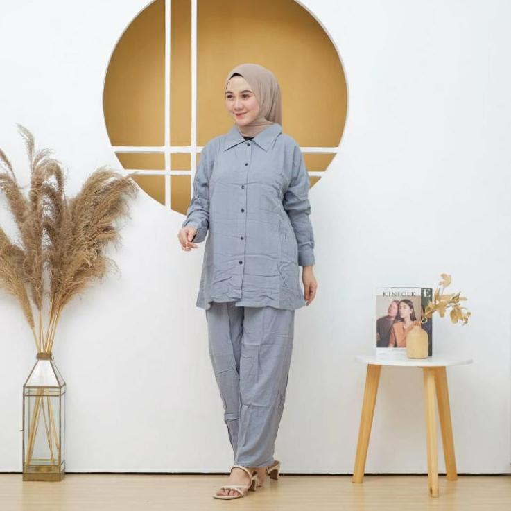 BISA  Setelan tie dye Lengan Panjang  Grosir One Set Rayon Polos  ~