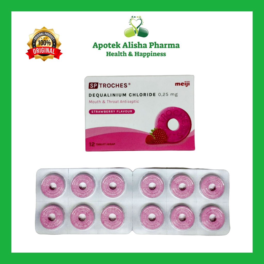 SP TROCHES MEIJI ANAK isi 12 Tablet &amp; 6 Tablet-SP Troches Tablet Hisap Antiseptik Mulut Sakit/Radang/Gatal Tenggorokan Sariawan Anak