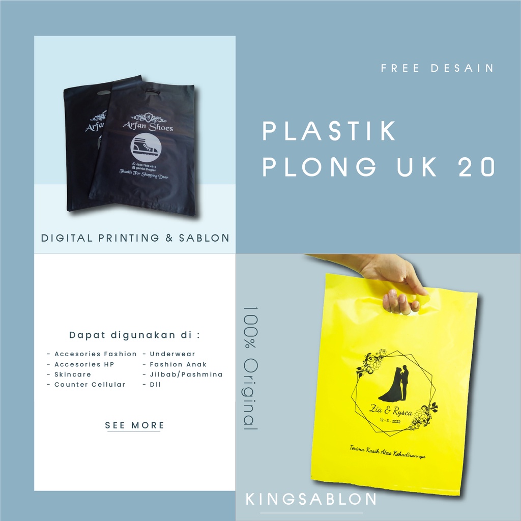 KANTONG PLASTIK SABLON / OLSHOP  / 20 x 30 / cosmetik ms glow / plastik packing olshop /PLASTIK CUST