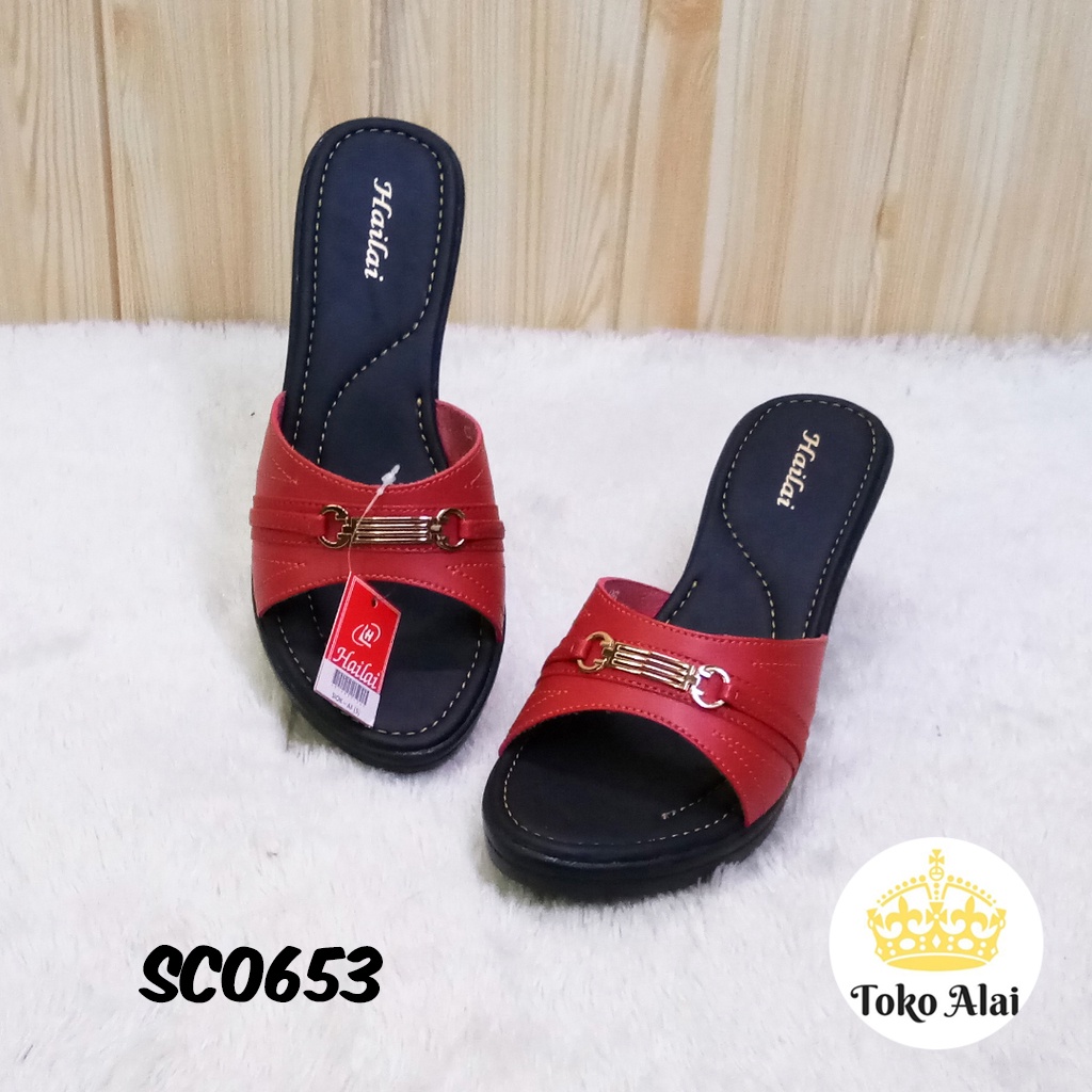 Sandal Heels Hak Tahu Wanita Sendal Tumit Kondangan Casual Hak Tinggi 5cm Cewek Kekinian Murah HAILA