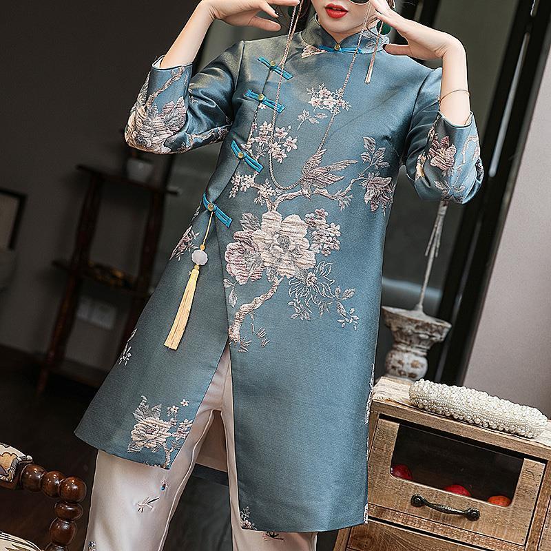 Retro button top women's spring 2022 New Tang style women's Chinese style Hanfu thin improved cheong