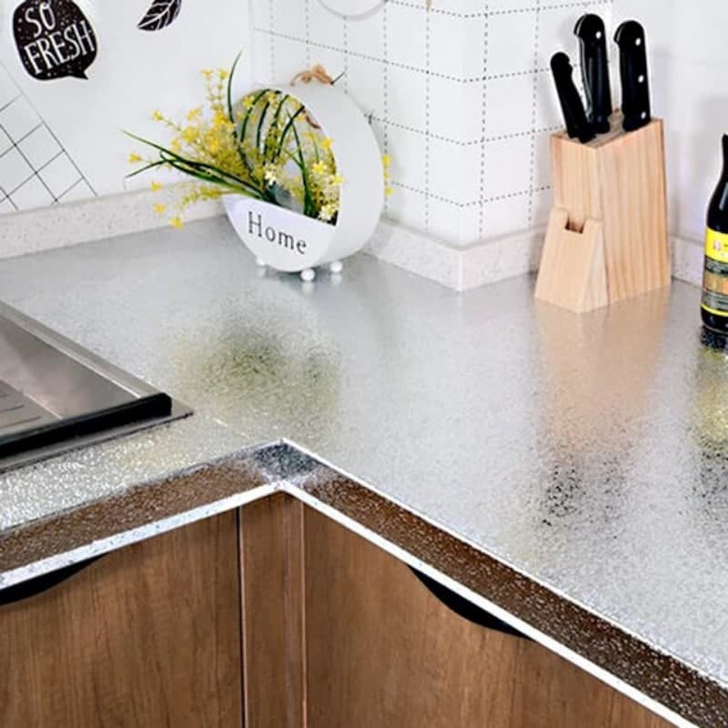 Wallpaper Dapur Aluminium Foil Anti Minyak Waterproof 100x60cm